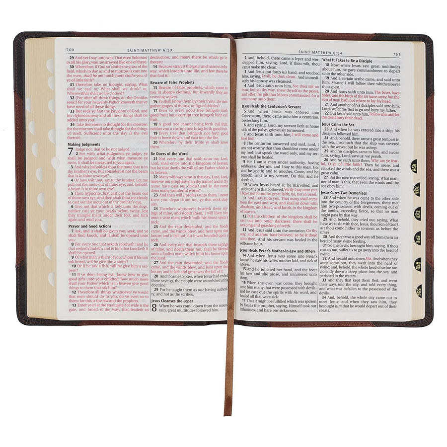 Personalized KJV Holy Bible Thinline Large Print Brown and Caramel Premium Full Grain Leather