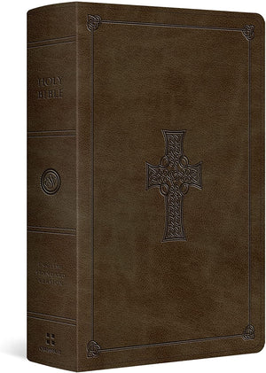 Personalized ESV Large Print Personal Size Bible TruTone Olive Celtic Cross Design