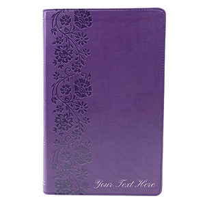 Personalized NKJV End-of-Verse Reference Bible Personal Size Large Print Leathersoft Purple