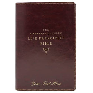 Personalized KJV Charles F. Stanley Life Principles Bible 2nd Edition Leathersoft Burgundy Comfort Print