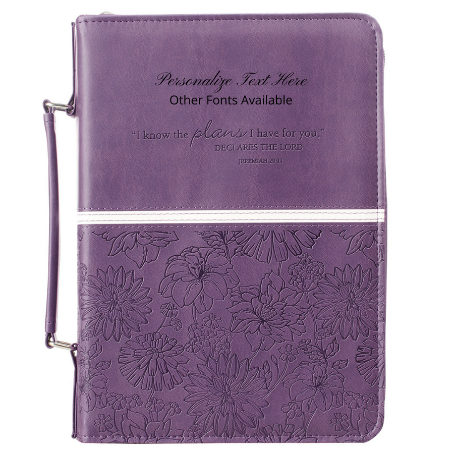 Purple Floral Faux Leather Personalized Bible Cover For Women