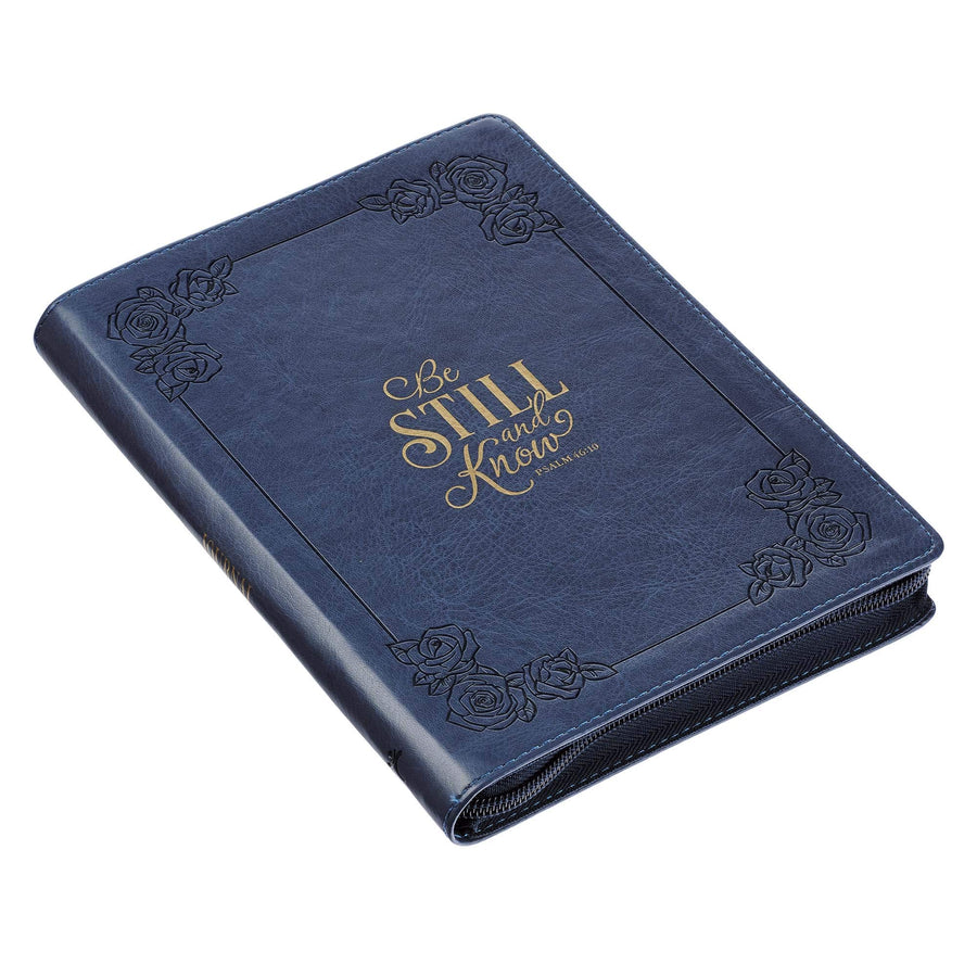 Be Still and Know Psalm 46:10 Navy Blue Faux Leather Journal