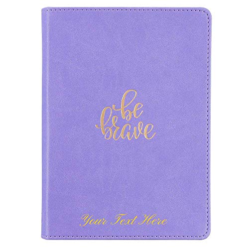 Personalized Custom Text Your Name Be Brave Handy-Sized Faux Leather Journal Lavender