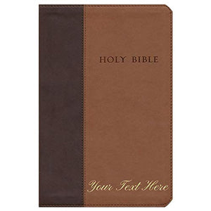 Personalized NLT Premium Value Large Print Slimline Bible Leathersoft Look Brown Tan TuTone New Living Translation