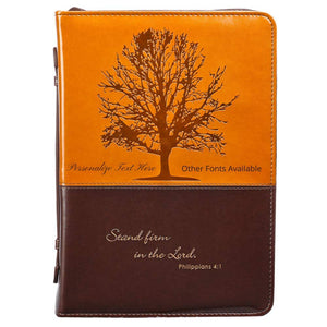 Philippians 4:1 Faux Leather Brown Personalized Bible Cover for Women