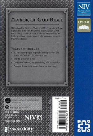 Personalized Bible with Custom Text NIV Kids' Bible Armor of God Bible Italian Duo-Tone Blue/Silver