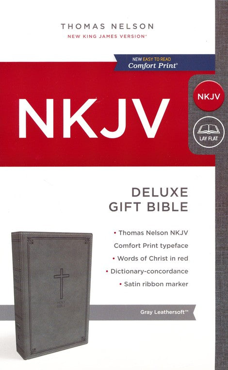 Personalized NKJV Deluxe Gift Gray Bible Leathersoft Comfort Print