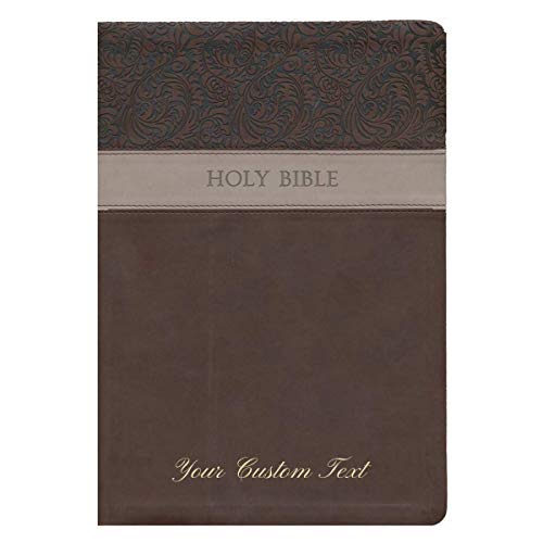 Personalized Custom Text Your Name KJV Large Print Wide Margin Bible Flexisoft Brown/Tan