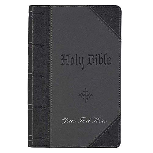 Personalized KJV Holy Bible Giant Print Two-Tone Black/Grey Faux Leather