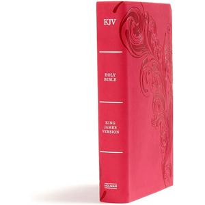 Personalized KJV Large Print Personal Size Reference Bible Pink Leathertouch Red Letter