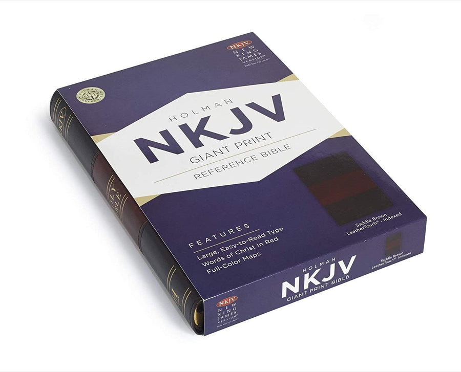 Personalized NKJV Giant Print Reference Bible Saddle Brown LeatherTouch Indexed