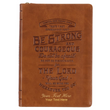 Load image into Gallery viewer, Personalized Journal Custom Text Your Name Be Strong Brown Faux Leather Classic Journal with Zippered Closure - Joshua 1:9
