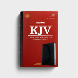 Personalized KJV Large Print Personal Size Reference Bible Charcoal Leathertouch Red Letter