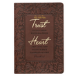 Load image into Gallery viewer, Personalized Journal Trust With All Your Heart Brown Floral Faux Leather Proverbs 3:5
