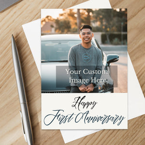 Personalized Anniversary Card for Wife Husband Custom Your Photo Image Upload Your Text Greeting Card