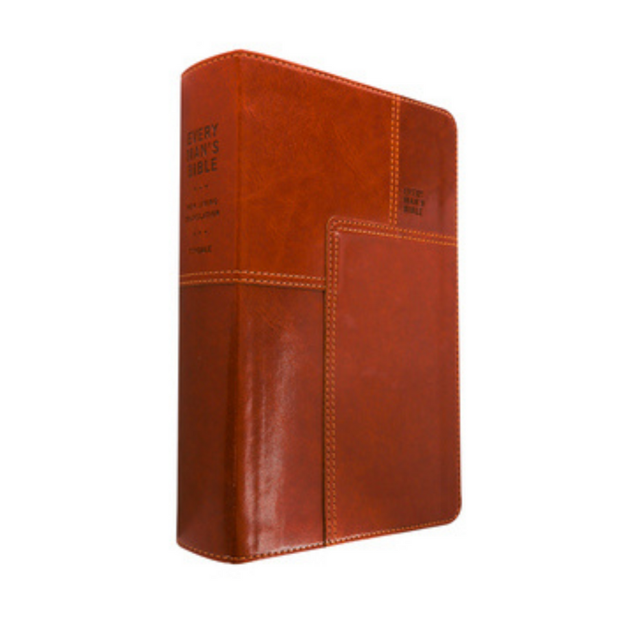 Personalized Every Man's Bible Deluxe Messenger Edition LeatherLike Brown New Living Translation