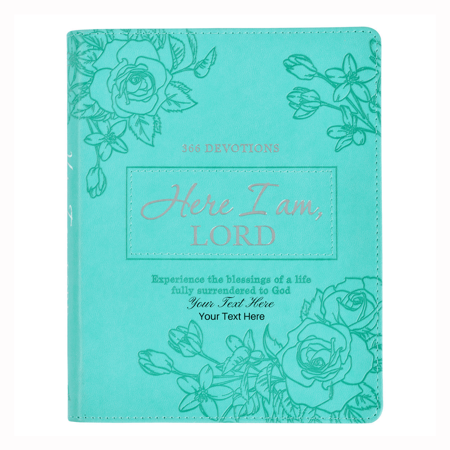 Personalized Custom Text Your Name Here I Am, Lord Devotional Teal Faux Leather